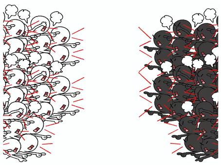 言い合い シルエット,意見,反発,怒る,激怒,抗議,指差し,お互い,正義,リアクションのイラスト素材