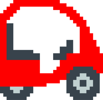 ドット絵の赤の電動ミニカーです。 ドット絵,電動,ミニカー,シンプル,電気自動車,ev,子供用,遊具,乗り物,赤のイラスト素材