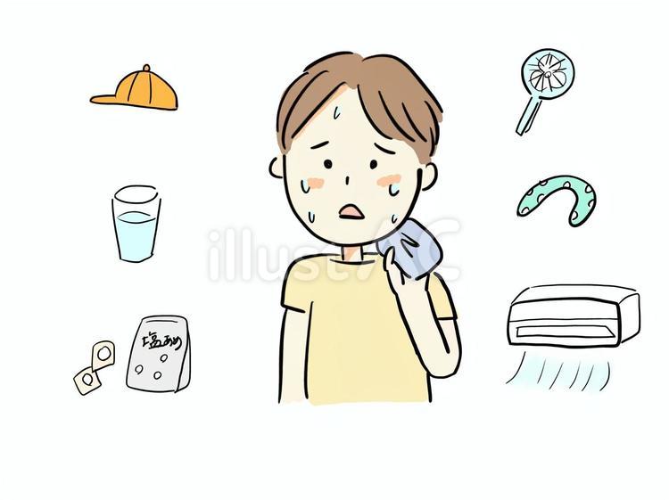 熱中症対策 熱中症,熱中症対策,暑いのイラスト素材