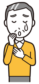  ニット中年男性(黄)-219-バスト 泣く,おじさん,男性,中年,お父さん,パパ,シニア,ミドルエイジ,人物,かわいいのイラスト素材