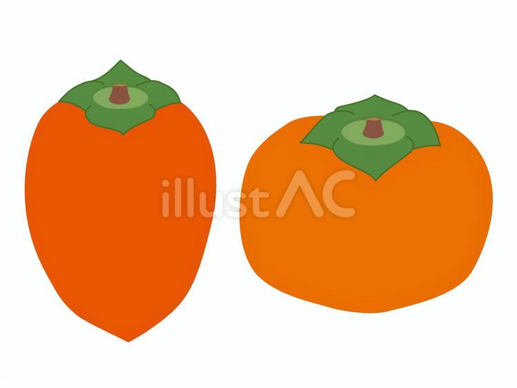 筆柿と柿 柿,筆柿,丸ごとのイラスト素材