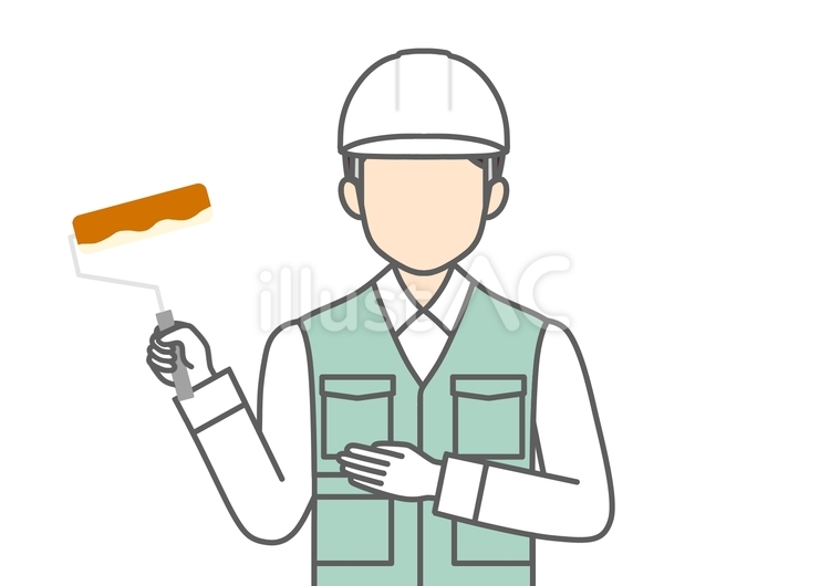 塗装業者・塗装工・作業員の男性顔なし 塗装工,塗装業者,男性のイラスト素材