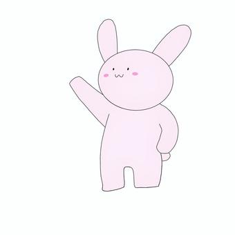指差しうさぎ(ノーマル) うさぎ,指さし,動物,かわいい,シンプル,素材,ピンクのイラスト素材