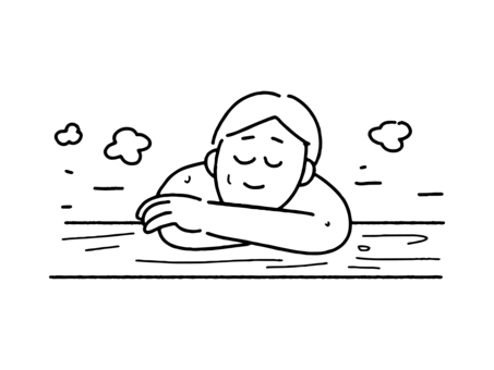 Illustration, hot spring, bathing, relax, 