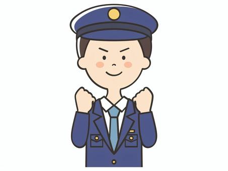 やる気いっぱいな男性警察官 やる気,頑張る,警察官,元気,頑張ろう,応援,ガッツポーズ,向上心,ファイト,挑戦のイラスト素材