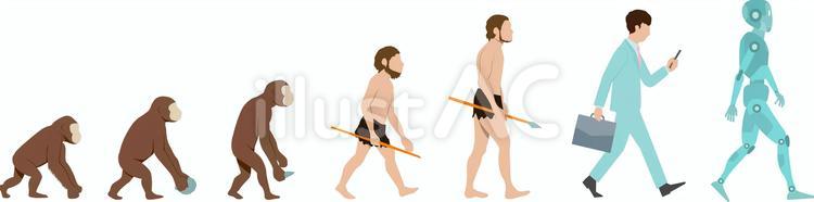 人類の進化とロボット 人類,進化,類人猿のイラスト素材