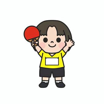 卓球ラケットを持ってアピールする子ども5 卓球,卓球部,ラケット,ピンポン,球技,部活,テーブルテニス,インドアスポーツ,室内スポーツ,運動のイラスト素材
