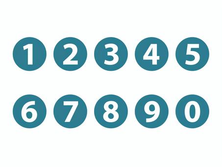 数字（丸アイコン）02 数字,ナンバー,番号,水色,セット,円,丸,アイコン,シンプル,マークのイラスト素材