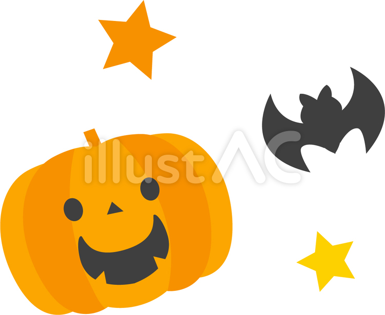ハロウィン　かぼちゃと蝙蝠 ハロウィン,かぼちゃ,コウモリのイラスト素材