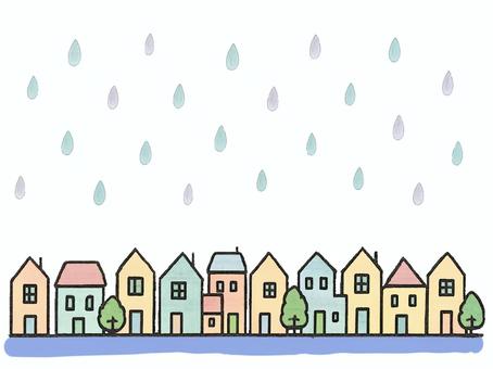雨の住宅街