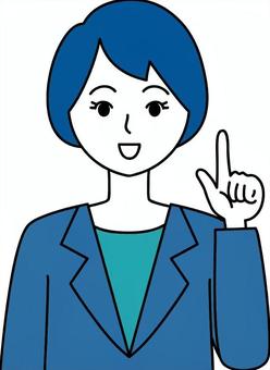 指差しするスーツ姿の笑顔の女性 指差し,アドバイス,笑顔,チェック,お知らせ,案内,ポイント,答える,点検,説明のイラスト素材