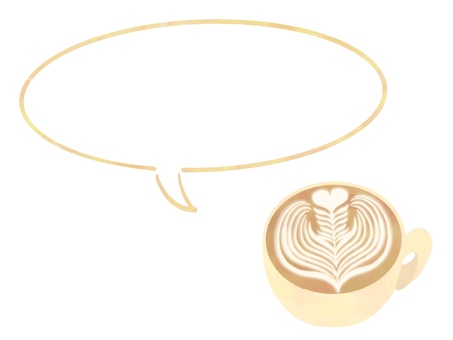 ハートのラテアートと吹き出し コーヒー,ラテアート,カフェラテ,吹き出し,フレーム,飲み物,水彩,手書き,ハート,カフェのイラスト素材