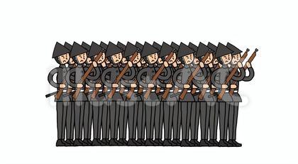 直立する新政府軍