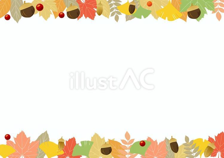ノーマル版な上下のオータムフレーム 紅葉,葉っぱ,落ち葉のイラスト素材