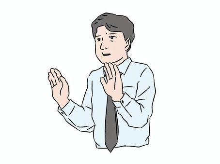 なだめる男性 男性,ワイシャツ,ネクタイ,会社員,ビジネスマン,サラリーマン,なだめる,仲裁,穏やか,止めるのイラスト素材