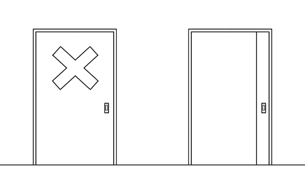 扉(線画)7_2 扉,バツ,マルバツゲーム,引き戸,片開き,線画,閉じる,開く,入口,出口のイラスト素材