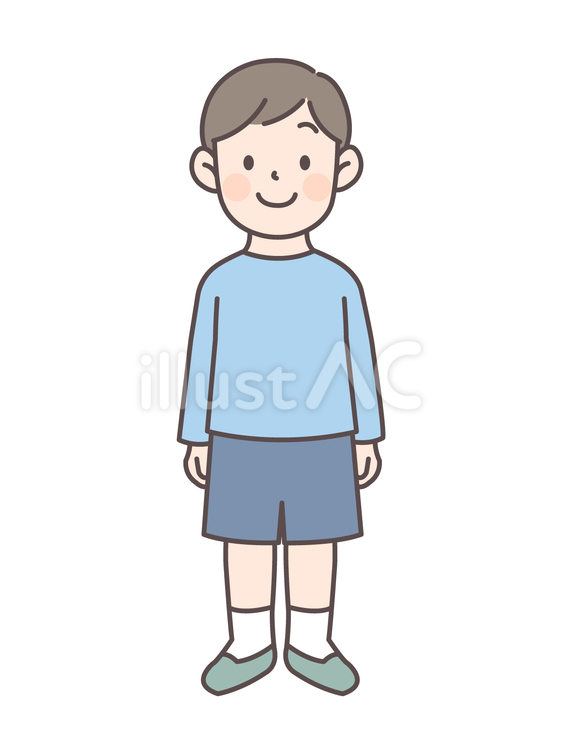 笑顔で立っている男の子1_全身 子ども,人物,小学生のイラスト素材