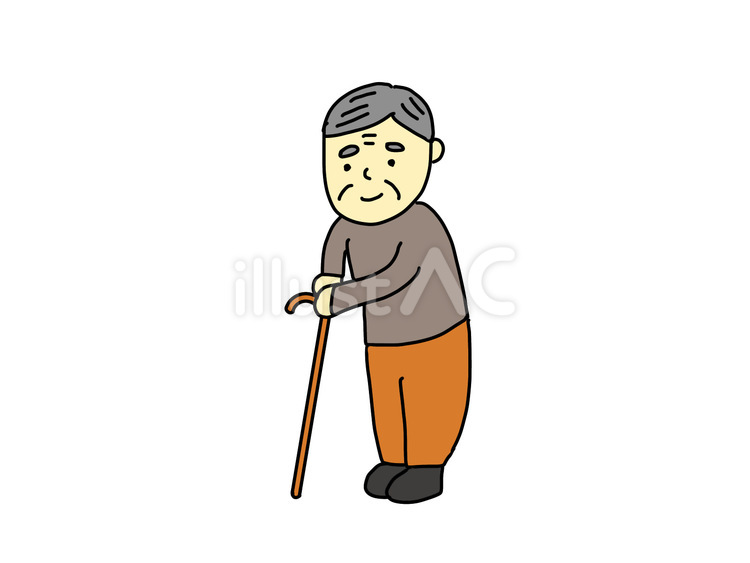 杖をつく年配の男性 年配,男性,お年寄りのイラスト素材