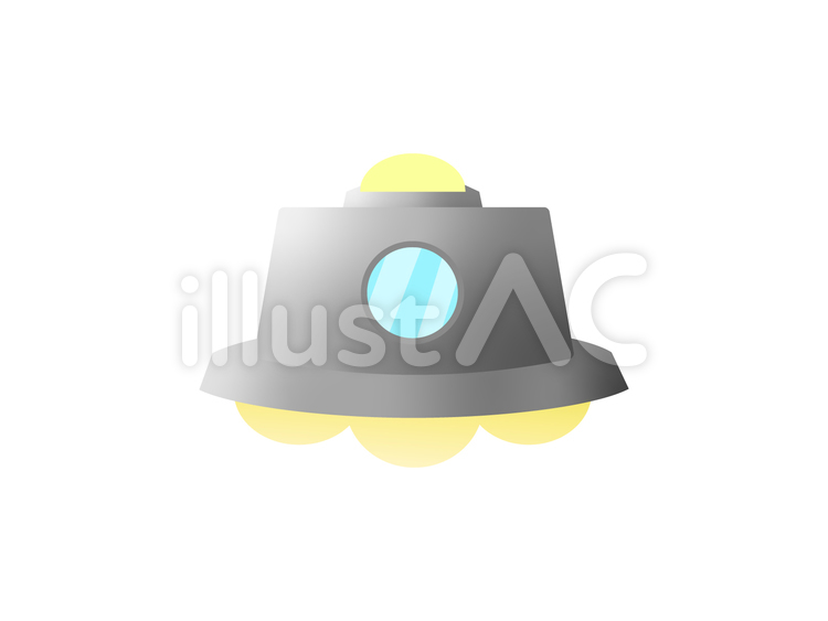 UFO　単体イラスト　四角 ufo,宇宙,ライトのイラスト素材