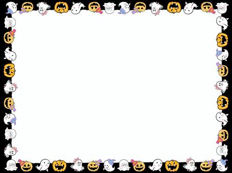 ハロウィンおばけフレーム小黒0142 ハロウィンおばけフレーム小黒0142 ハロウィン,かぼちゃ,おばけ,フレーム,黒縁,帽子,リボン,ゆるキャラのイラスト素材