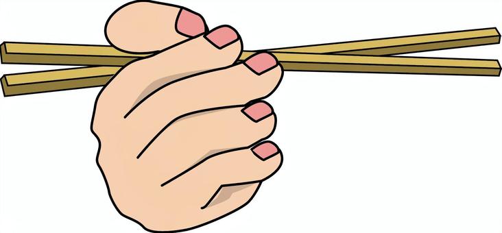 割りばし持つ 割りばし,持つ,持ち方,食べる,生活,食欲,線画のイラスト素材