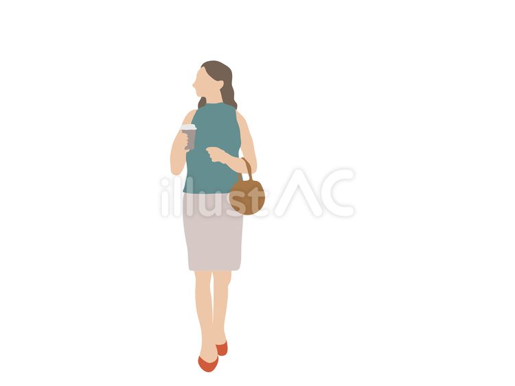 コーヒーを持って歩く赤いヒールの女性 女性,コーヒー,歩くのイラスト素材