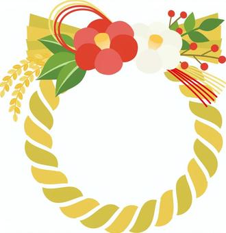つばきのしめ縄 しめ縄,年賀状,お正月,年賀,しめ飾り,正月,賀正,縁起物,新年,年始のイラスト素材