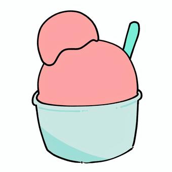 ダブルのカップアイス ダブル,二つ,カップ,アイス,美味しい,甘い,冷たい,夏,食べ物のイラスト素材