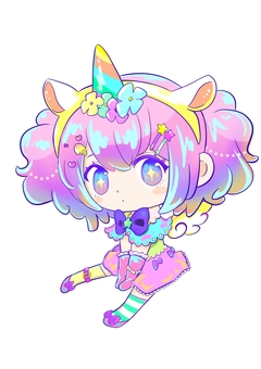 ユニコーン ユニコーン,萌え系,女の子,カチューシャ,可愛い,コスプレ,ツインテール,羽,星,ハートのイラスト素材