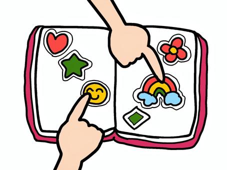 シール交換 シール交換,平成,手描き,シール,シール帳のイラスト素材