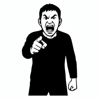 激怒する人：中年男性 怒り,男性,男,中年,大人,怒る,激怒,激高,指さし,怒声のイラスト素材