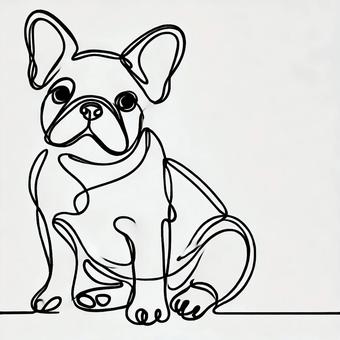 シンプルな線で描かれたフレンチブルドッグ