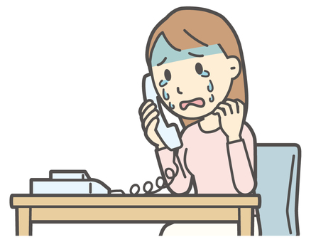 ロングヘア女性-176-バスト 電話,泣く,女性,女の子,人物,かわいい,涙,心配,不安,怖いのイラスト素材