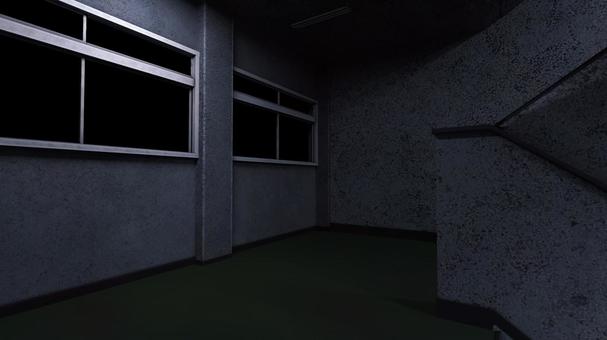 学校の階段　不気味な廊下 階段,光,3d,cg,静寂,学校,小学校,中学校,廊下,夜のイラスト素材