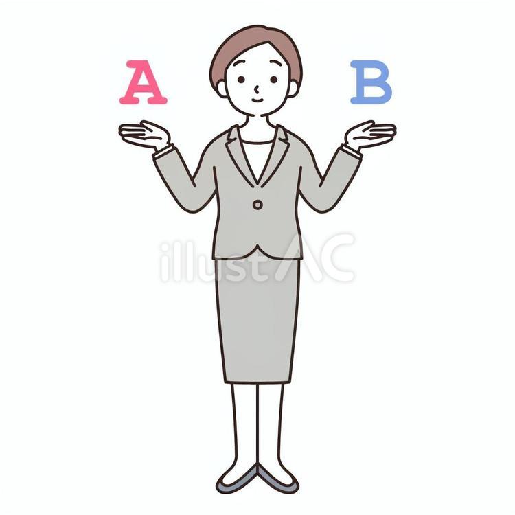 二つの提案をするビジネスウーマン_02 女性,キャリアウーマン,ビジネスウーマンのイラスト素材