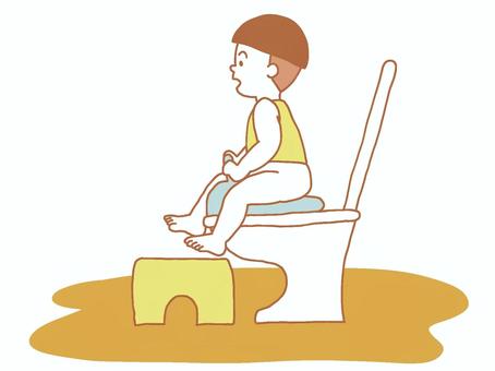 トイレトレーニング トイレ,トレーニング,トイトレ,子供,男の子,補助便座,便器,かわいい,シンプル,手描きのイラスト素材