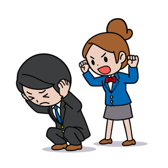脅かす人 脅かす人 脅かし,びっくり,いじめ,怖がり,馬鹿にする,悪口,パワハラ,先生,生徒,女子高生のイラスト素材