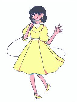 昭和の女性アイドル アイドル,昭和アイドル,80年代,女の子,かわいい,手描き,装飾,レトロポップ,イラストのイラスト素材