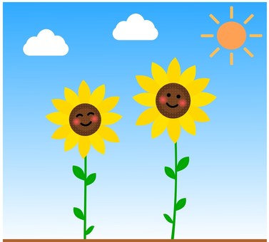 2 sunflowers with face background, JPG, PNG and AI 2 sunflowers with face background, sunflower, petal, stem, JPG, PNG and AI