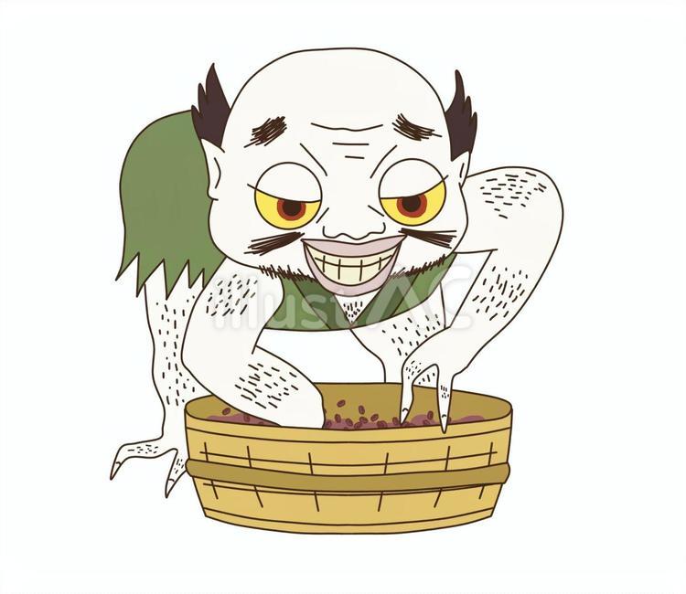 妖怪【小豆洗い】 小豆洗い,妖怪,小豆のイラスト素材