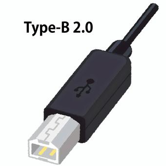 USBケーブル(Type-B 2.0) USBケーブル(Type-B 2.0) usbケーブル,typeーb,プリンタ,パソコン,インターネット,家電,電気屋,生活用品のイラスト素材