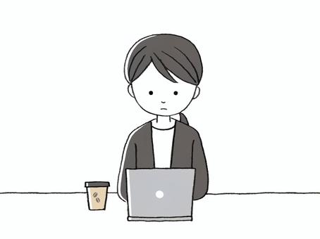 Woman working in a cafe, JPG and PNG Woman working in a cafe, cafe, operation, simple, JPG and PNG
