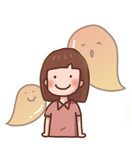 守護霊が背後に見える、かわいい女の子 ガイドスピリット,背後,女の子,見守り,微笑みのイラスト素材