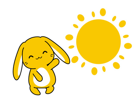 Illustration, rabbit, sun, sunny, 