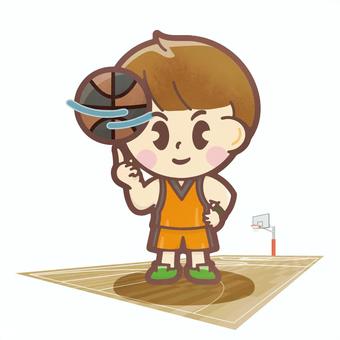 男子ジュニアバスケットボール選手1 男の子,全身,デフォルメ,スポーツ,バスケットボールのイラスト素材