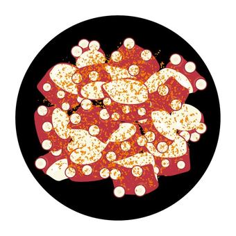 ポルボ・ア・フェイラ スペイン,外国,社会,タコ,ポルボアフェイラ,皿,香辛料,伝統料理,赤色,白色のイラスト素材