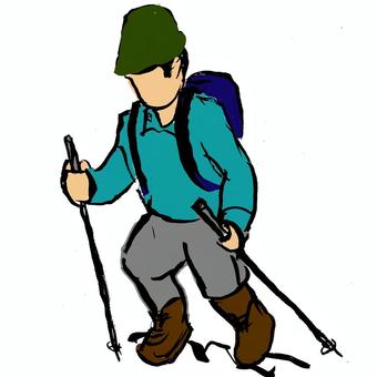 山を登る 山,登る,リック,杖,帽子,登山靴,自然のイラスト素材
