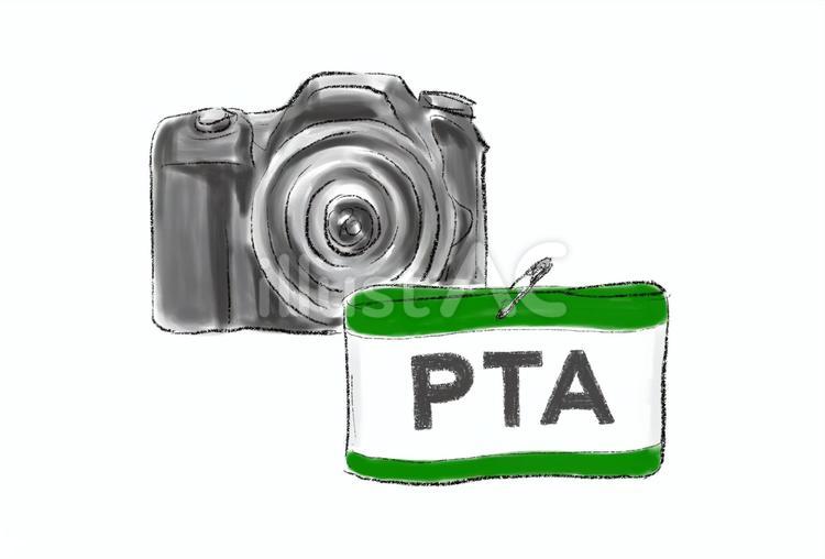 カメラと腕章(PTA) カメラ,腕章,一眼レフのイラスト素材