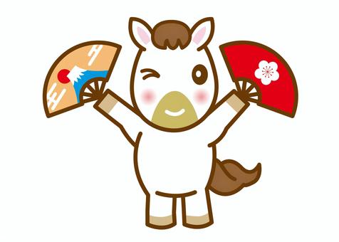 午年年賀状素材10 年賀状,馬,午のイラスト素材
