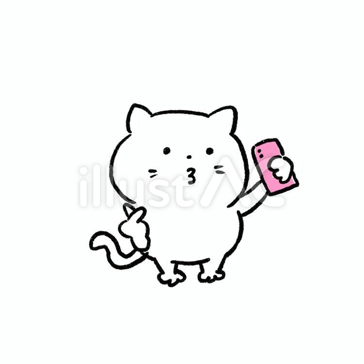 自撮りずるねこ 自撮り,ねこ,スマホのイラスト素材